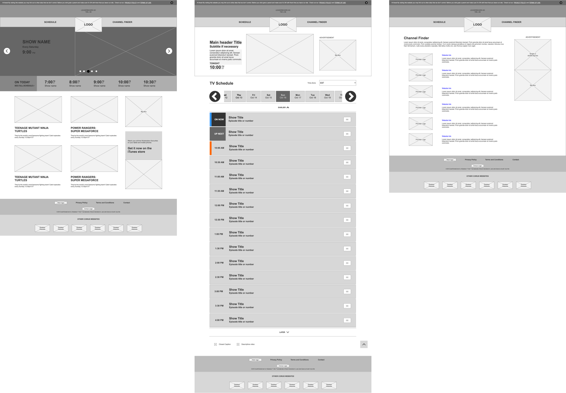 Nick Canada wireframes